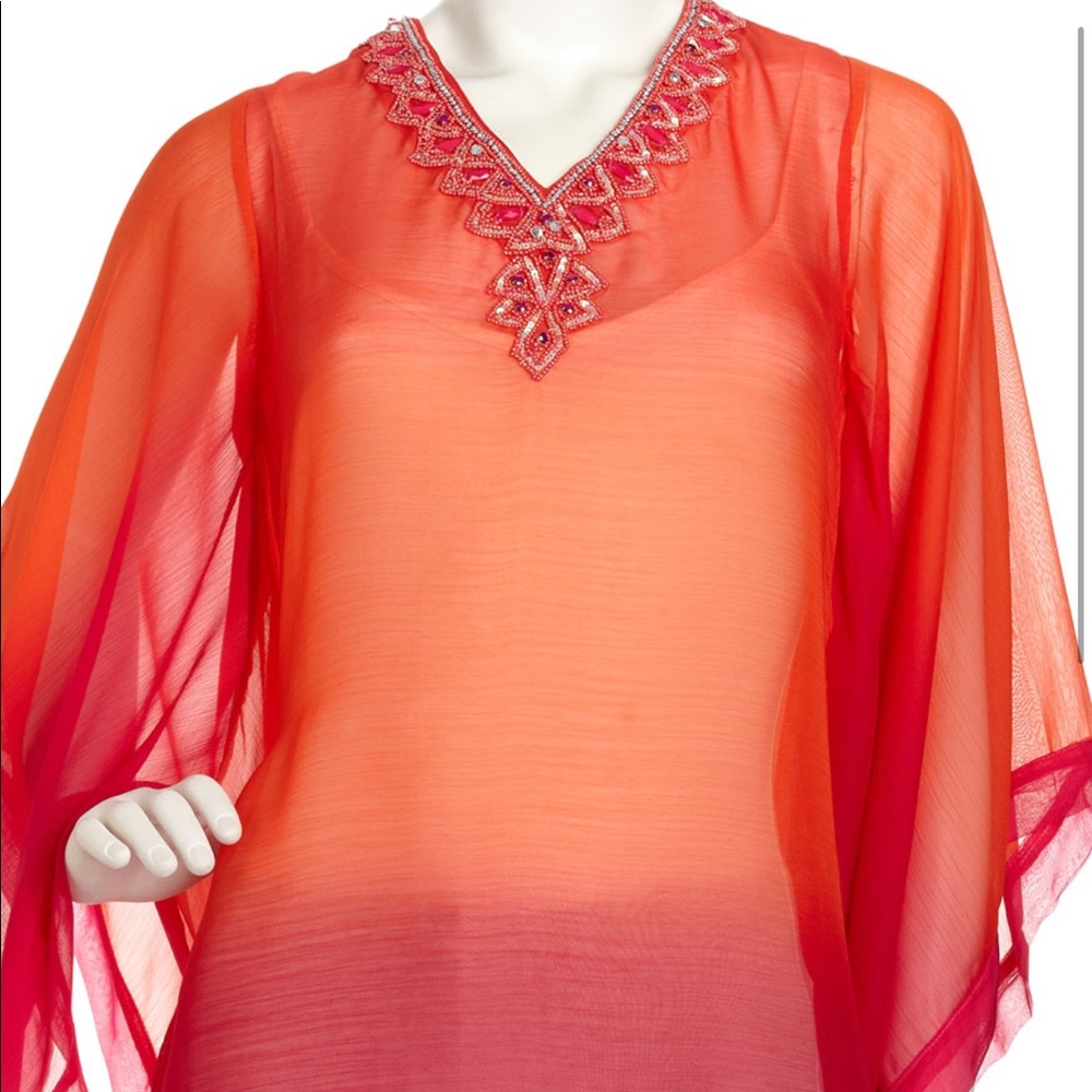 ALBERTO MAKALI Ombre tunic Red/ Fuchsia